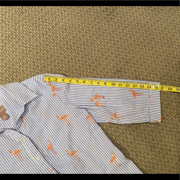 Chico’s Seersucker Blue & White Striped Summer Blouse - Picture 2 of 9